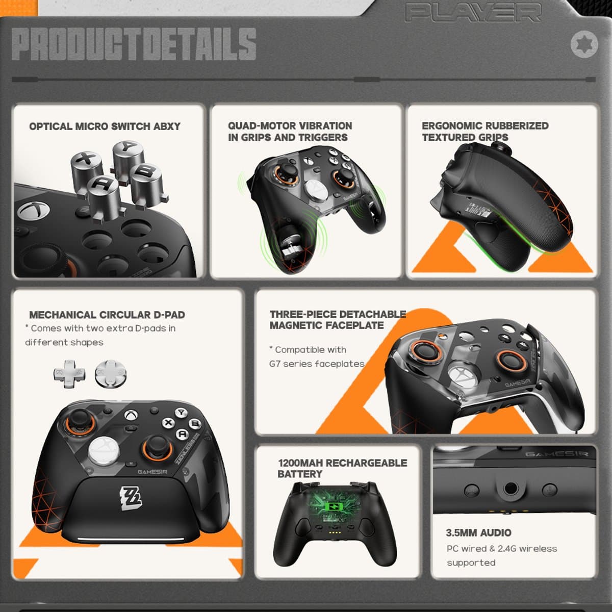 GameSir G7 Pro Xbox controller - Hall-effect triggers thumbnail 7