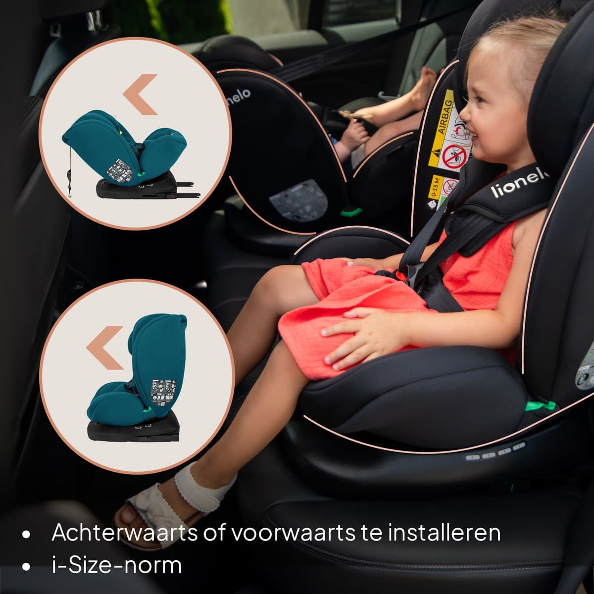 Lionelo Bastiaan 4in1 - Autostoel ISOFIX 360° Draaibaar - van Geboorte tot 12 jaar (40-150 cm / Groep 0/1/2/3) - RWF & FWF - Memory Foam - SideProtect - Volledig verstelbaar - Comfortabele Brede Zitting - Autostoeltje i-Size thumbnail 6