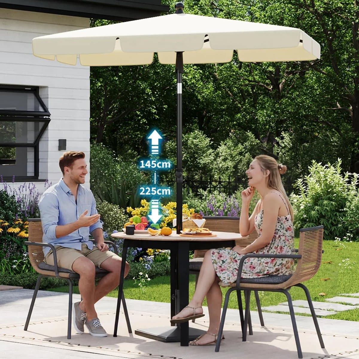 Rolu Balkon Parasol – Parasol – 200 x 125 CM – UV50+ - Kantelbaar – Verstelbare Hoogte – Ruimtebesparend - Beige thumbnail 4