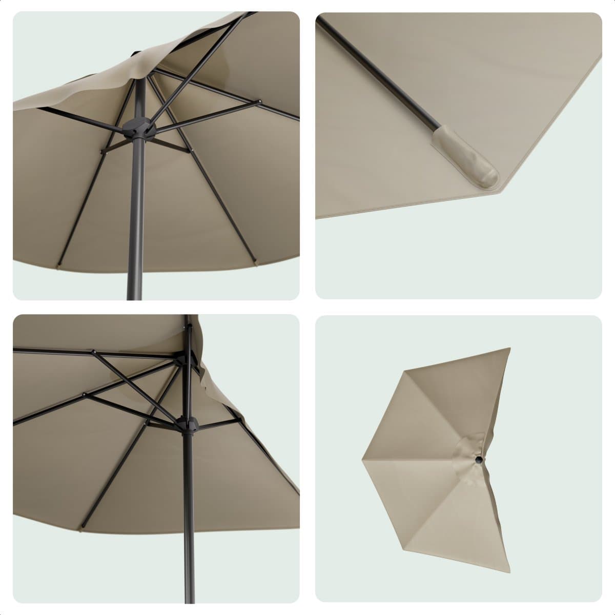 LifeGoods Balkon Parasol - Tuin - 270x135 cm - Halfronde Parasol - Waterdicht - UPF50+ - Taupe thumbnail 6