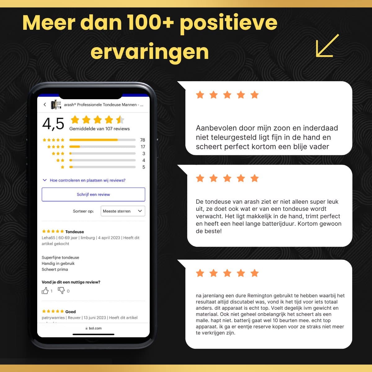 arash® Professionele Tondeuse Mannen - Premium Draadloze Haar- en Baardtrimmer - Innovatief, Stil & Krachtig - Geavanceerd Design - Compleet met Oplaadblok & 5 Opzetstukken thumbnail 5
