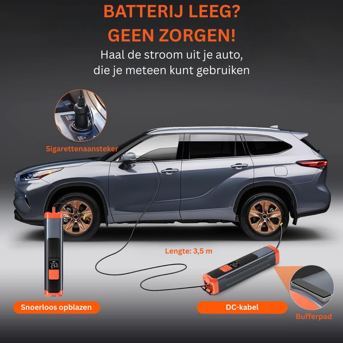 DailySupplies® Autobanden Pomp - Elektrische Fietspomp - Compressor - Luchtcompressor thumbnail 4