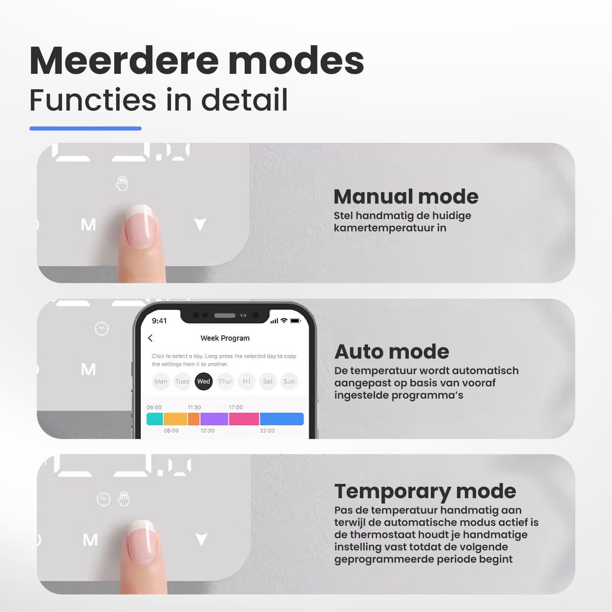 Nince Slimme Thermostaat - Wifi & Draadloos - Voor CV, Vloerverwarming & Radiatoren - Met App & Dagprogramma - Wit thumbnail 7