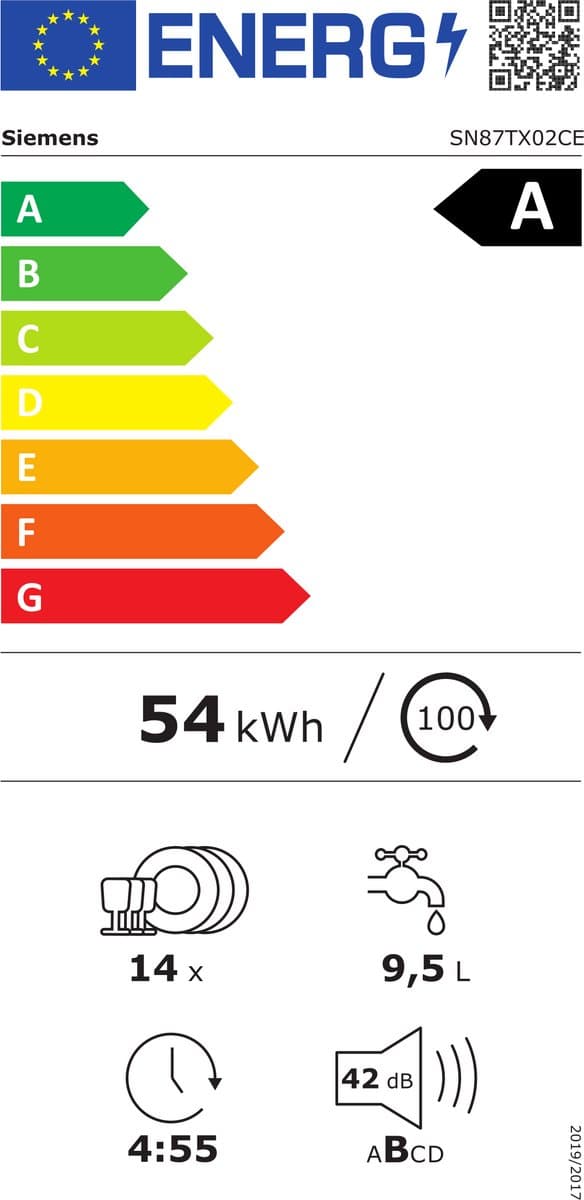 Siemens SN87TX02CE - iQ700 - Inbouwvaatwasser - 60 cm - Energielabel A - Home Connect - Zeolith: extra droge vaat - varioSpeed Plus: je vaat tot wel drie keer zo snel schoon thumbnail 3