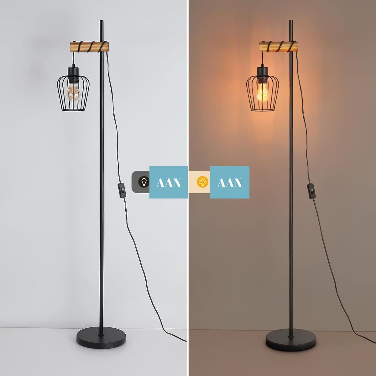 Glitzerlife Vintage Staande Lamp - 146cm Industrieel Design thumbnail 8