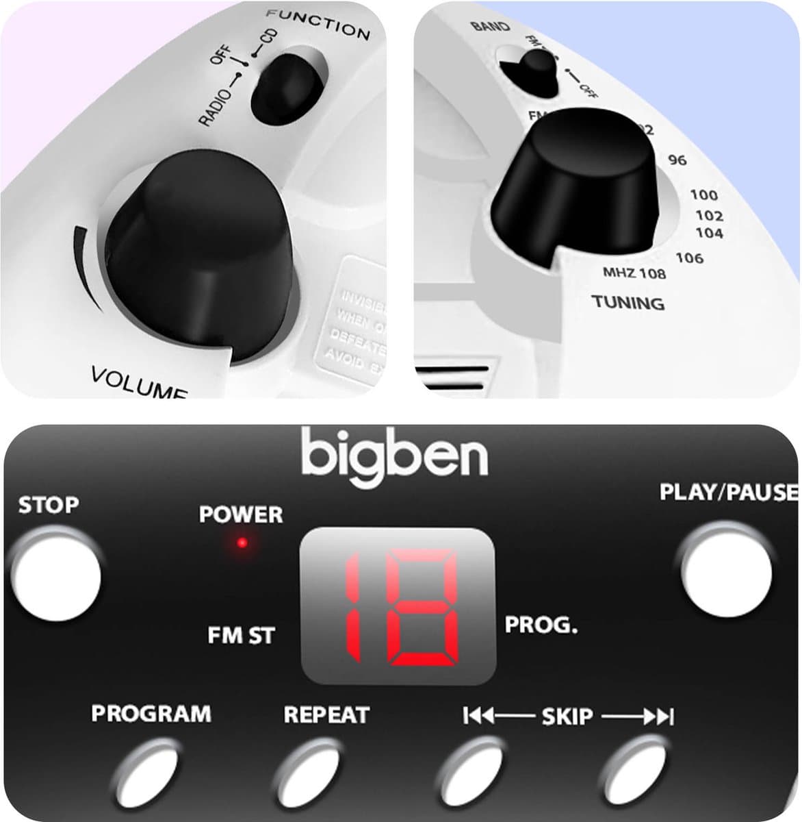 Bigben CD52 - Draagbare Radio CD-Speler - Microfoon - Eenhoorn/Unicorn - Blauw thumbnail 2