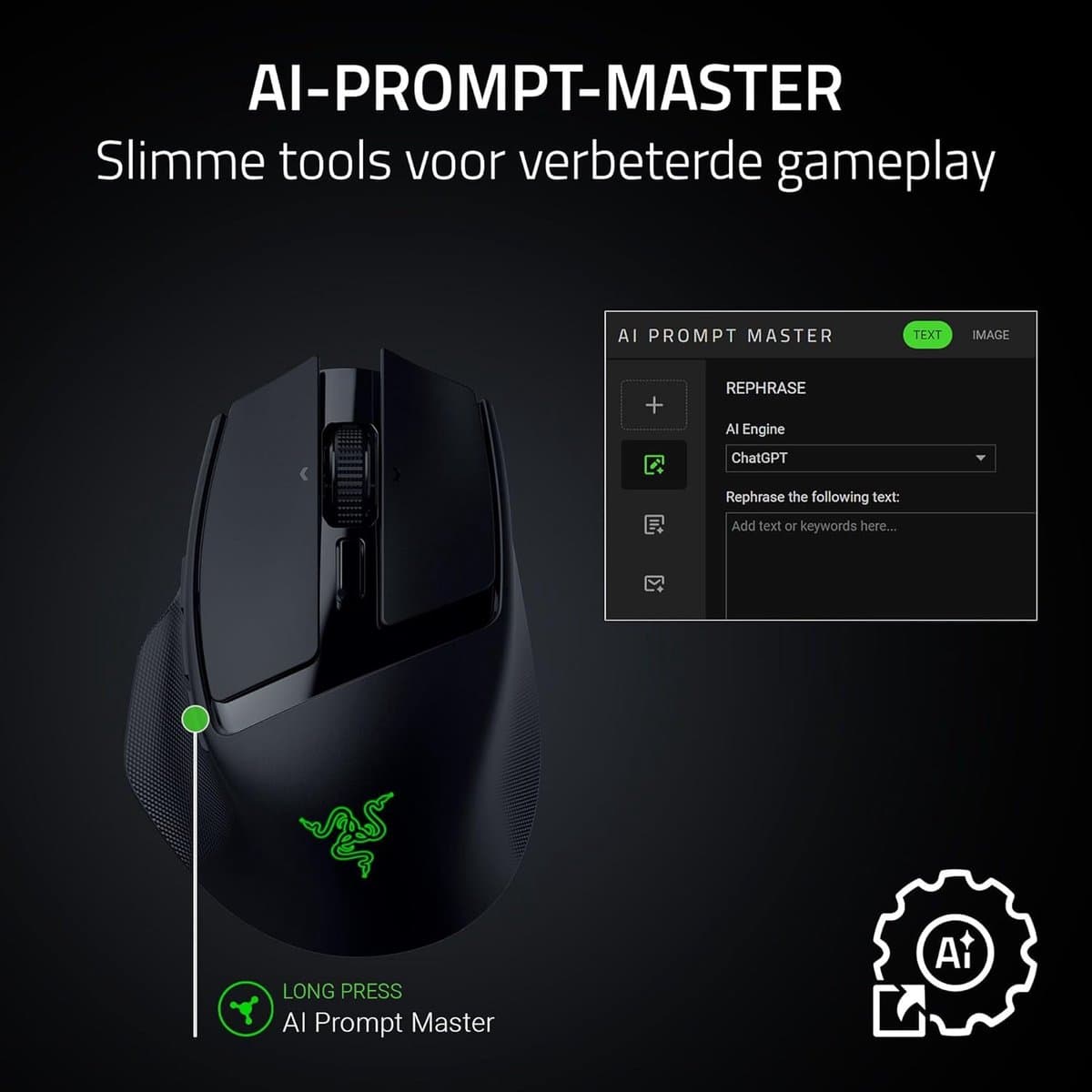 Razer Basilisk Mobile - Draadloze Gaming Muis - RGB - Compact & Ergonomisch - 18.000 DPI - Zwart thumbnail 3