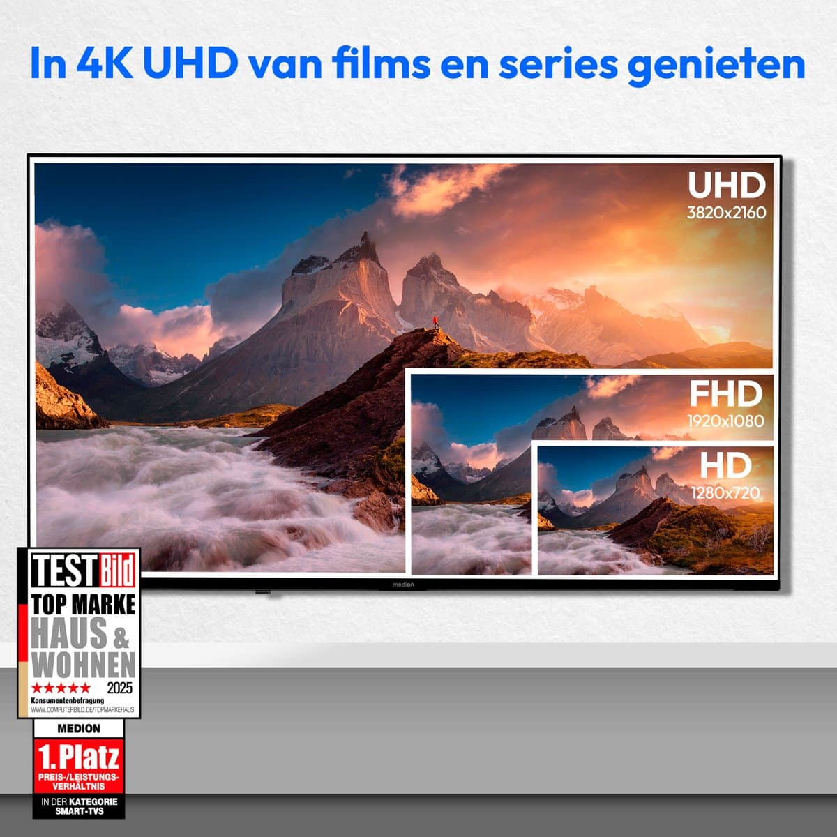 MEDION 108 cm (43 inch) QLED-tv (smart-tv, Dolby Vision HDR, VIDAA Store, Netflix, Prime Video, Disney+, DAZN, Paramount+, DTS X, Dolby Atmos, PVR, Bluetooth, MD 843600) thumbnail 3