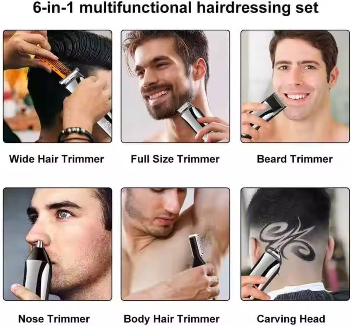 Kemei Baardtrimmer - Body groomer - 6 in 1 - Voor mannen - Waterdicht - Voor baardhaar - Hoofdhaar - Lichaamshaar thumbnail 5
