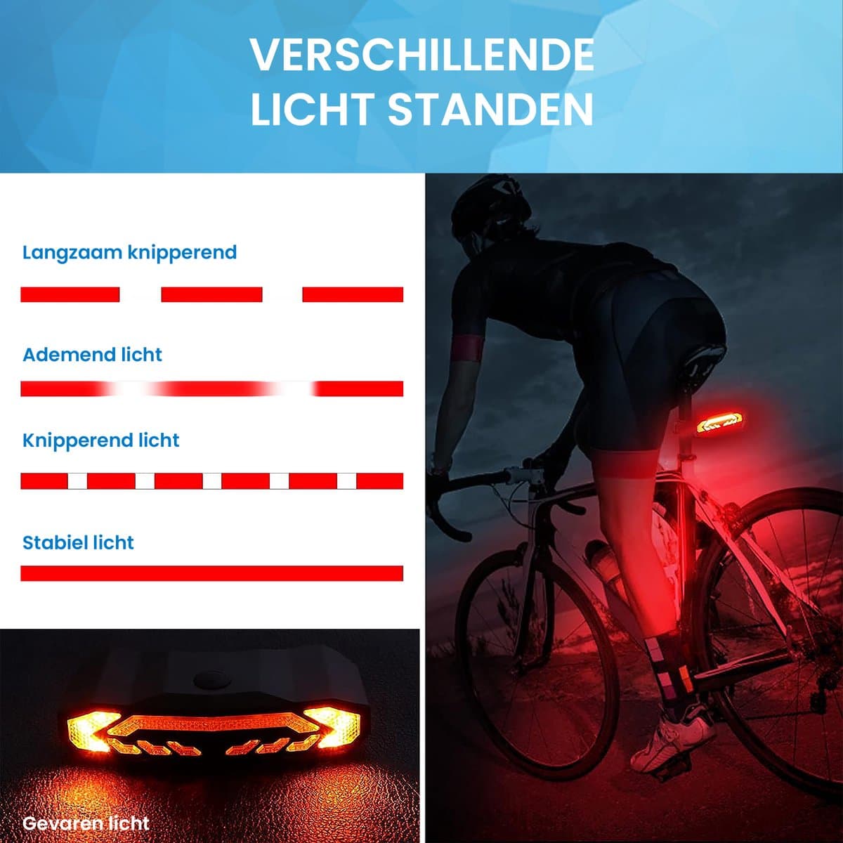 YONO Fiets Achterlicht met Knipperlicht en Fietsalarm - Richtingaanwijzer - Afstandsbediening - Anti Diefstal Alarm - Usb Oplaadbaar thumbnail 2