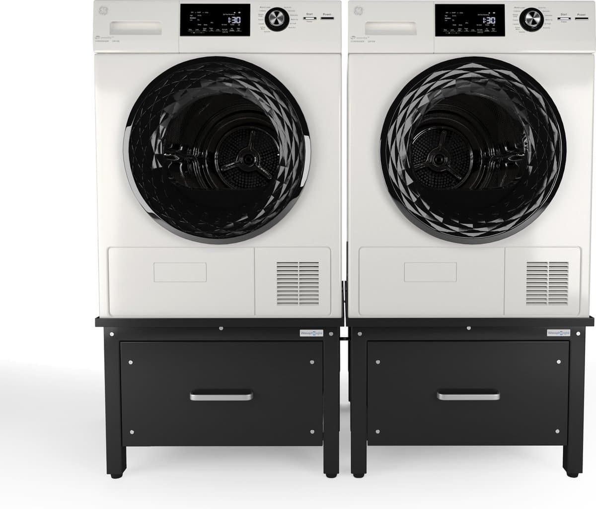 Wasophoogte® Wasmachine verhoger met lade - Wasmachine opbouwmeubel - Wasmachine sokkel - 42cm hoog - Zwart - Universeel - Dubbel - Inclusief Lekbak thumbnail 5