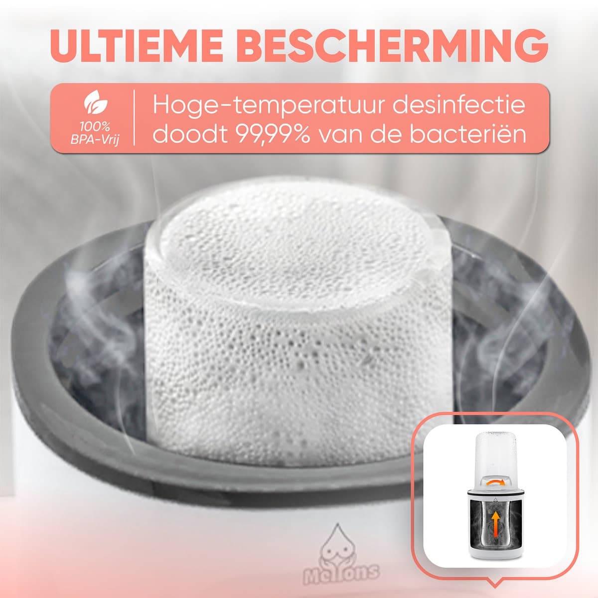 Mellons Flessenwarmer - Fles verwarmer 37°C tot 80°C - Baby bottle warmer - Babyvoeding - Opwarmen, warmhouden, ontdooien en steriliseren - Flessen sterilisator - Calora - Wit thumbnail 4