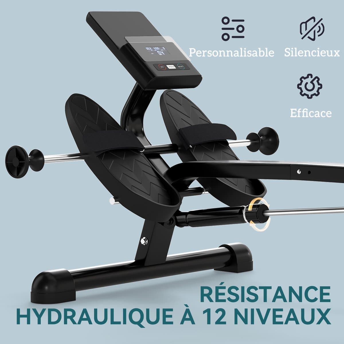 SPORTNOW Roeimachine - Staal - 138x62x50cm - Zwart thumbnail 7