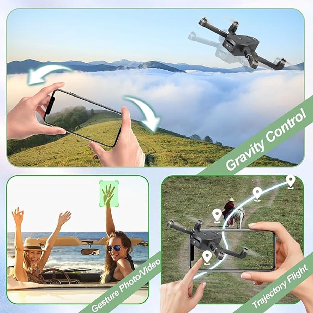 Opvouwbare drone met 1080P-camera (elektrisch verstelbaar) – borstelloze motoren – FPV live-beeld via app – 2 camera’s + optische flow – 360° flips – headless & hoogtehoud – voor beginners & volwassenen thumbnail 3