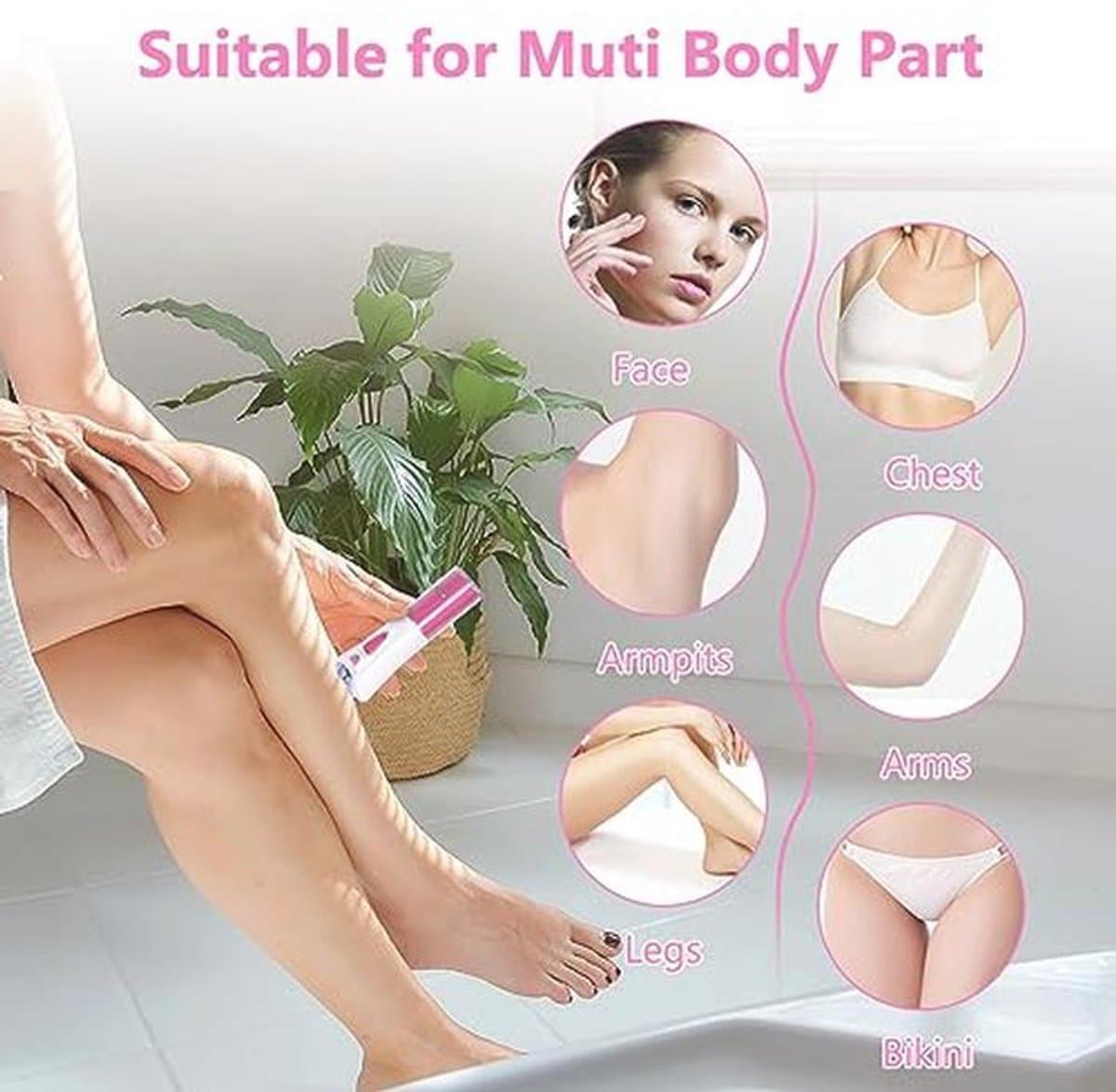 Draadloze Elektrische Gezichtsepilator met LED Licht – Mini Epilator voor Gezicht en Lichaam thumbnail 6