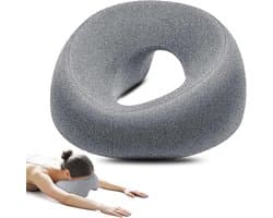 Massagehoofdsteun, bedhoofdsteun, geperforeerd massagekussen, gezichtskussen, professioneel massagelichaamskussen, voor kantoor en thuisgebruik, grijs.