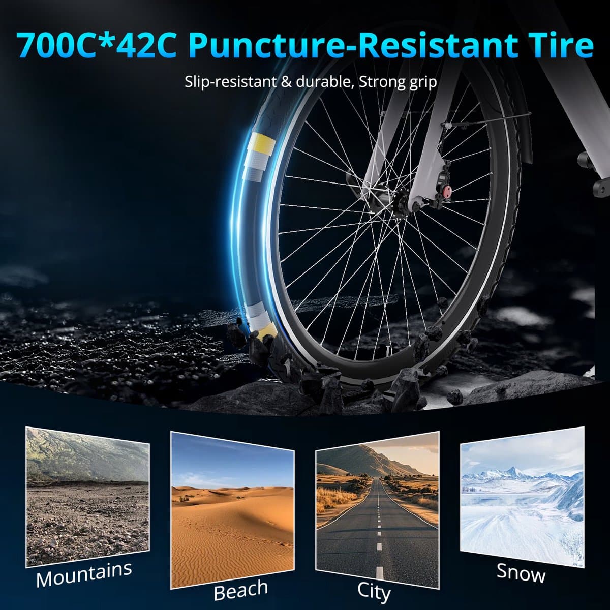 Hitway Elektrische Fiets BK18 Pro - Trendy 28 Inch City Commuter EBike met Afneembare 36V 10.4Ah Lithium Batterij - Mountain E-Bike met 250W Motor - APP Bediening - IP54 Waterdicht thumbnail 7