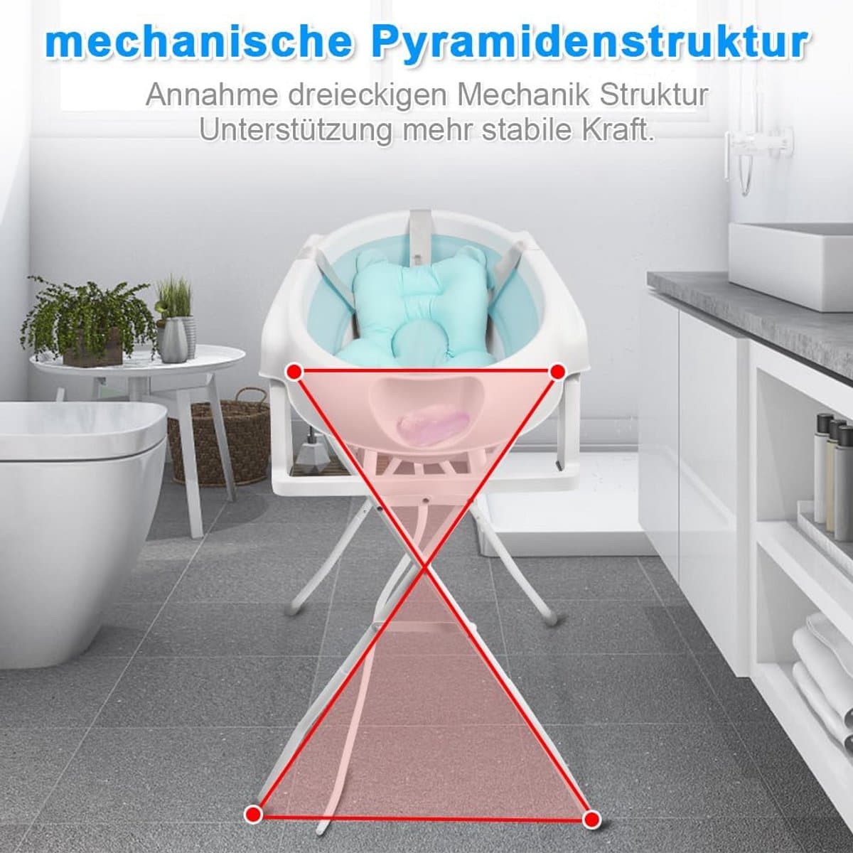 Opvouwbare Babybadkuip met Standaard en Antislip - Draagbaar en Ergonomisch thumbnail 3