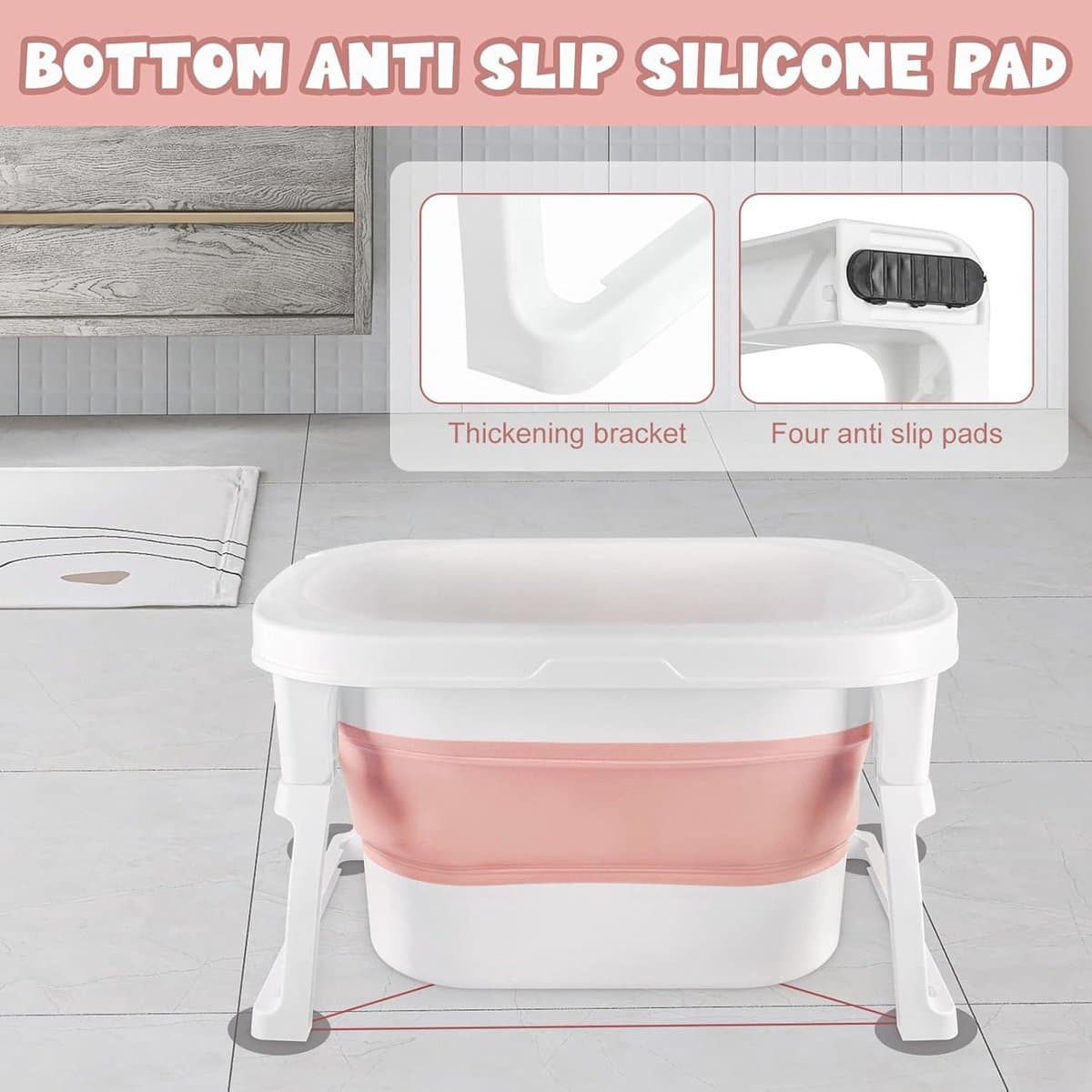3-in-1 Opvouwbare Babybadkuip met Temperatuurmeting - Voor Baby's van 0-6 Jaar thumbnail 4