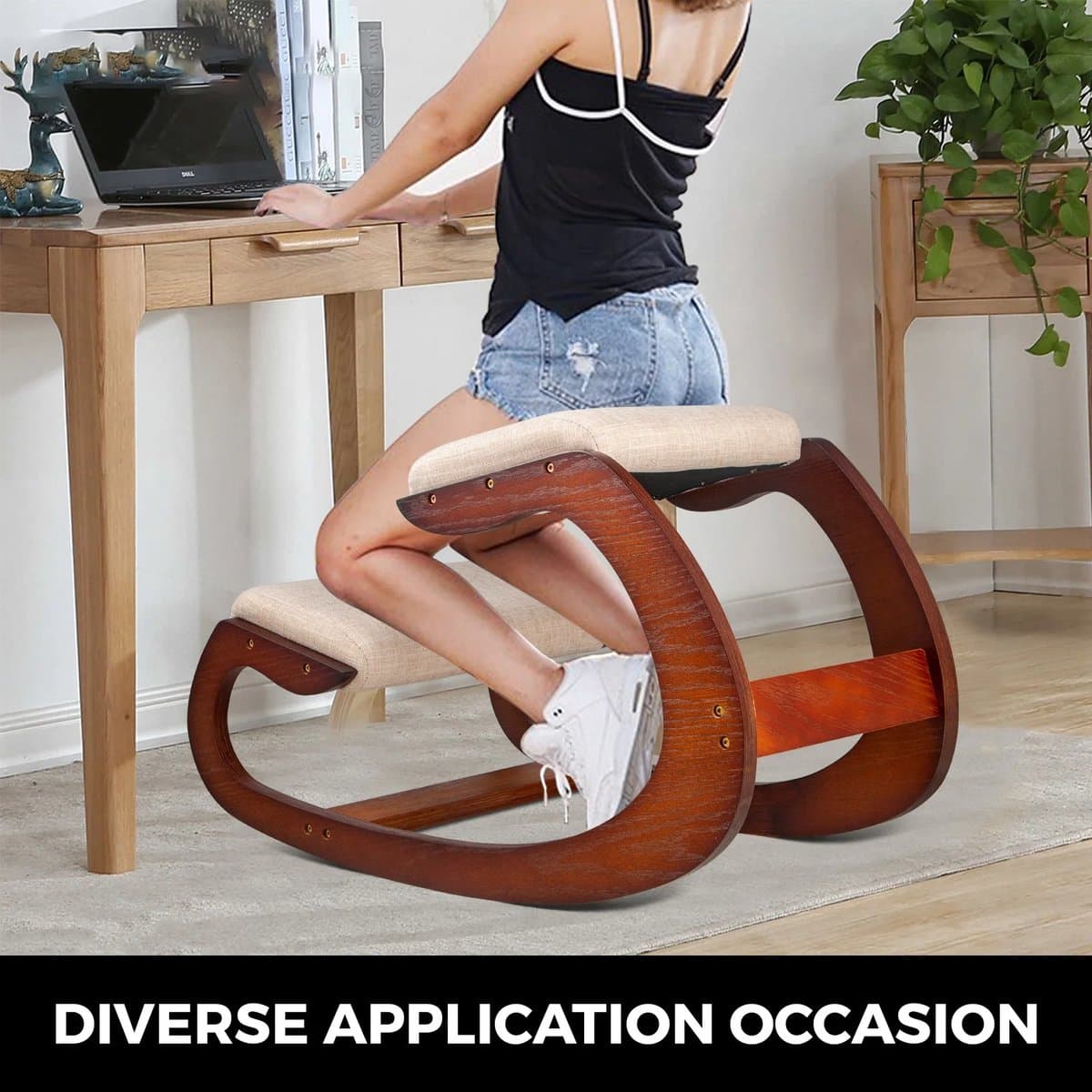 Sensova - Ergonomische Bureaustoel Knielende Schommelstoel van Berkenhout - Correcte Houding - Comfortabele Knie- en Zitkussens - Orthopedische Werkstoel voor Thuiswerk, Kantoor, Computer en Meditatie - Premium Ergonomisch Design thumbnail 4