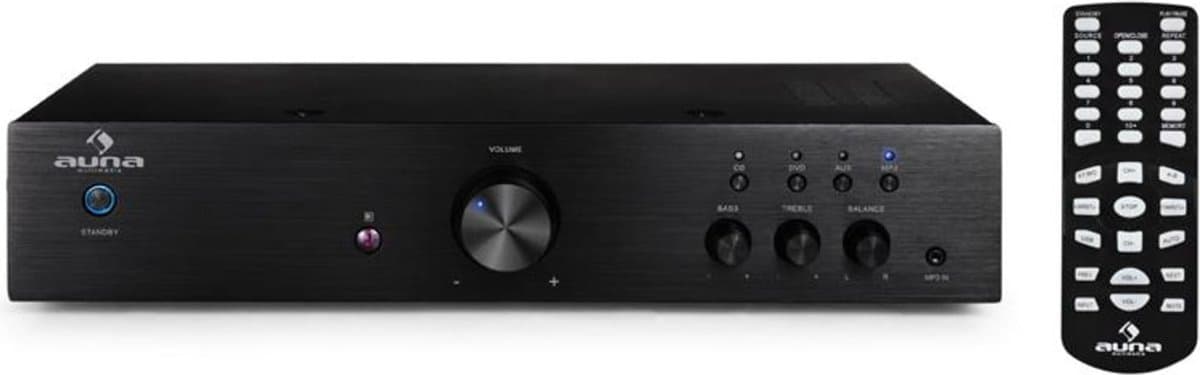 Auna Hifi Verstärker Stereo, Verstärker-Hifi-Stereo, Mini Verstärker mit Bass- und Höhenregler, Musik-Verstärker-Lautsprecher mit Fernbedienung, AV Receiver, 1 Kanal AUX-Verstärker für MP3 & CD Player thumbnail 6