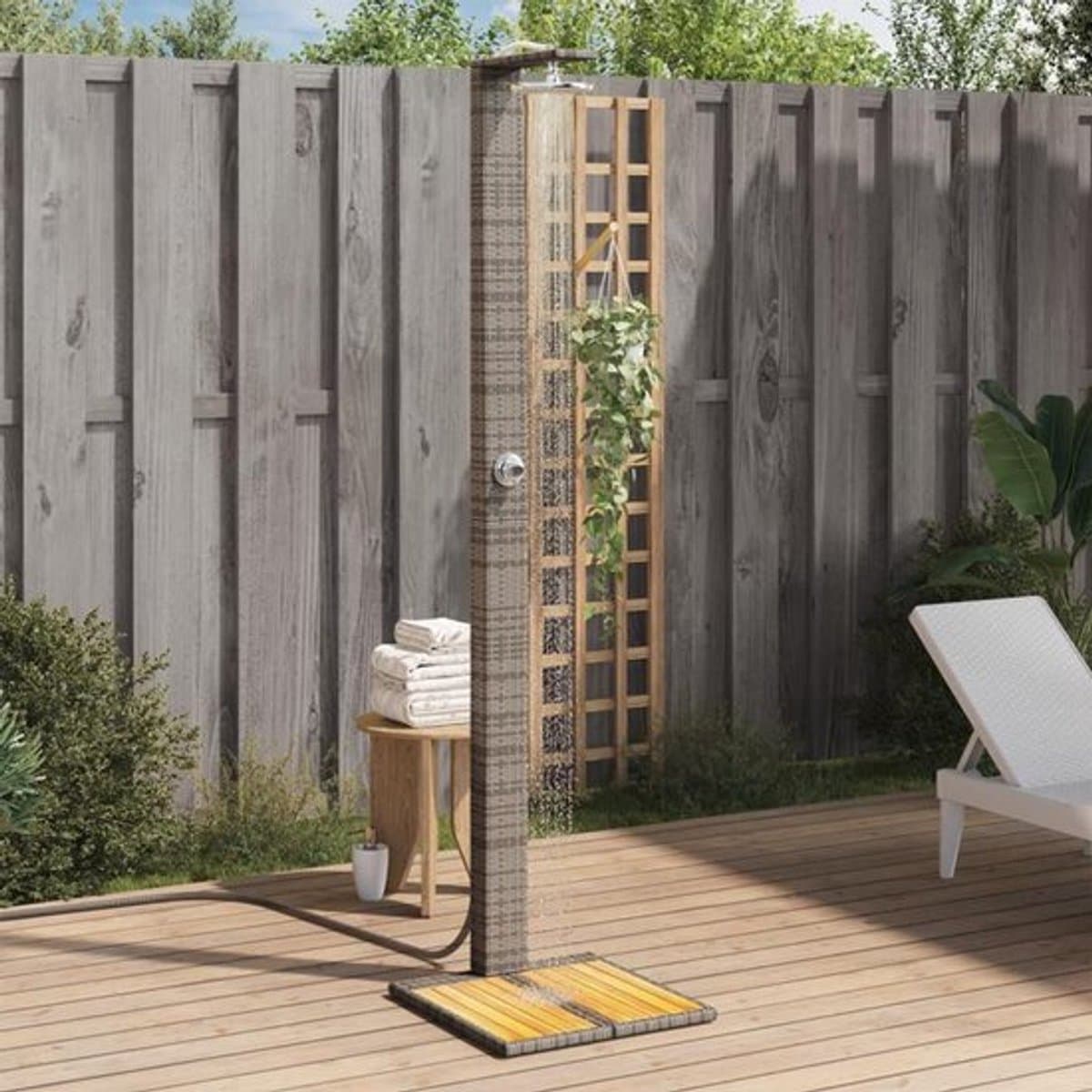 Buitendouche – Tuindouche – Vloerdouche – Zwembaddouche – Campingdouche – Duurzaam Metalen Frame – 3 Verstelbare Sproeikoppen – Ergonomische Hendel – 50x55x224 cm – Zonder Elektriciteit thumbnail 4