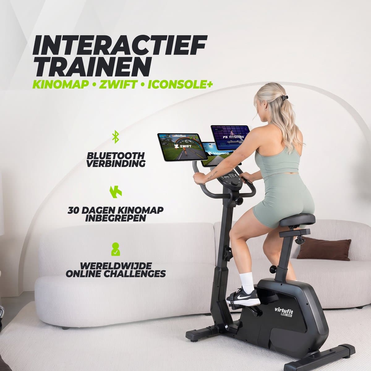 VirtuFit Low Entry Bike 200i - Hometrainer met lage instap - 32 weerstandsniveaus - 24 programma’s - Bluetooth en hartslagfunctie - Kinomap en Zwift compatibel - Comfortabele indoor bike (LEB 1.2i) thumbnail 2