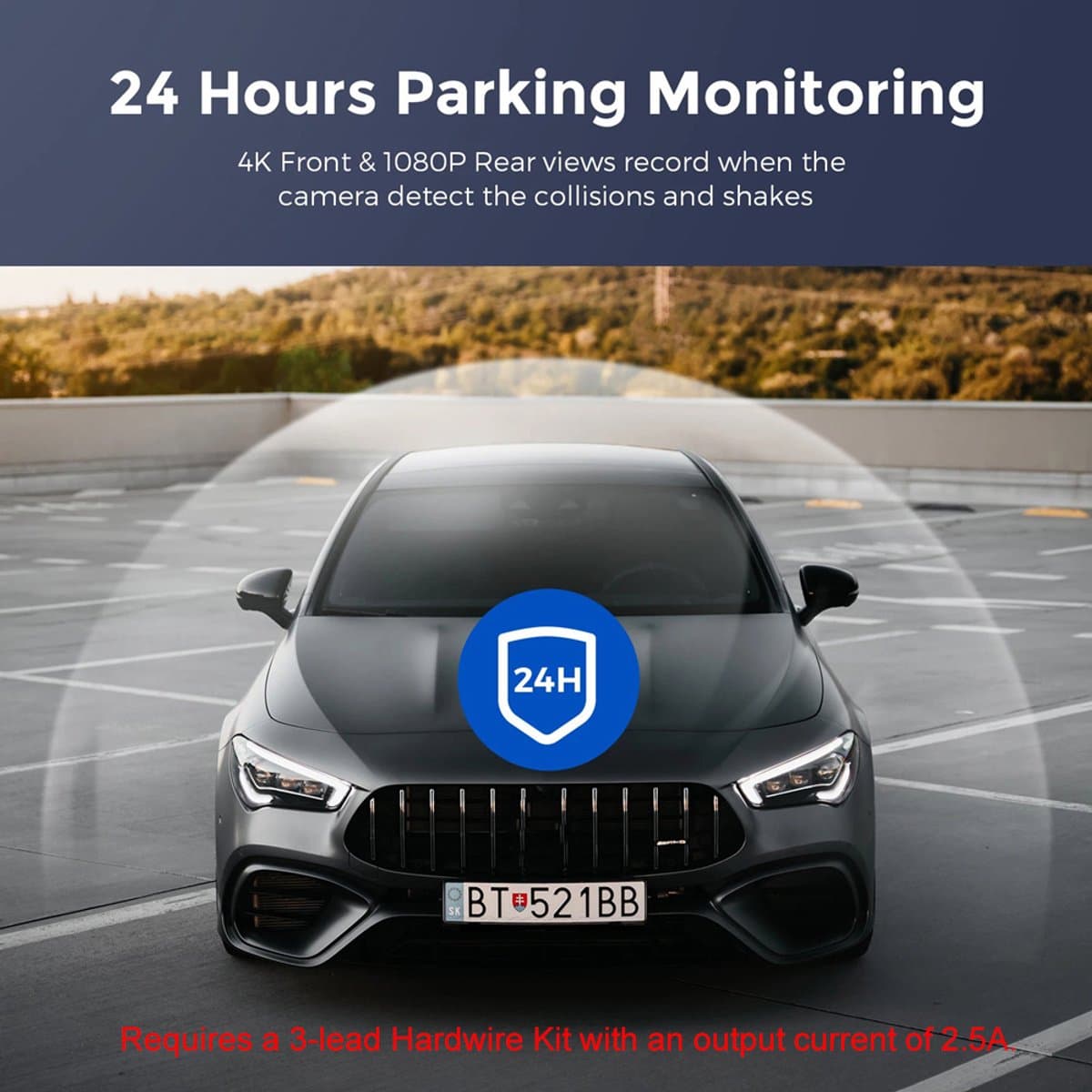 Namajunas – Dashcam voor auto voor en achter – 4K+1080P, WiFi, HDR nachtzicht -24-uurs bewaking– Dashcam voor auto full hd gps– G sensor, 170° groothoek, loop-opname, parkeerstand thumbnail 6
