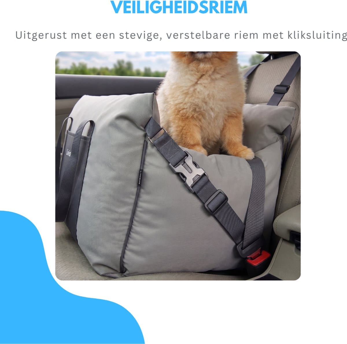 Livista Wasbare Autostoel Hond met Gordel - Hondenmand Auto - Voor in de Auto en Achterbank -Automand Honden - Hondenstoel - Hondenmand thumbnail 2