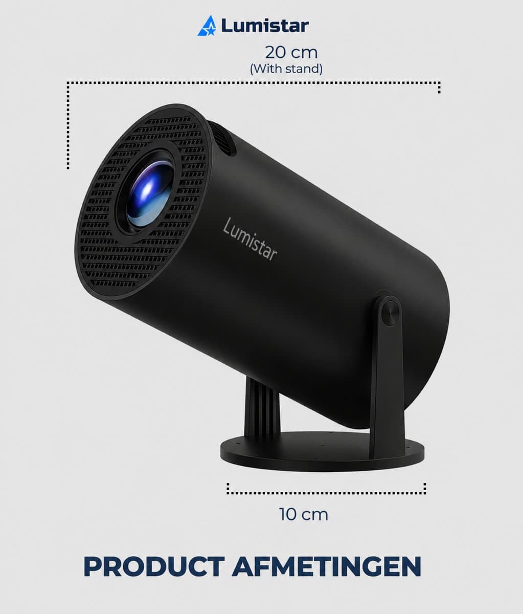 Lumistar® Premium Mini Beamer - Alles-in-één Smart TV Projector - 2026 model - Android 13.0 - WiFi 6 & Bluetooth 5.2 - 4k support - Beamer - Home Cinema - Wit thumbnail 3
