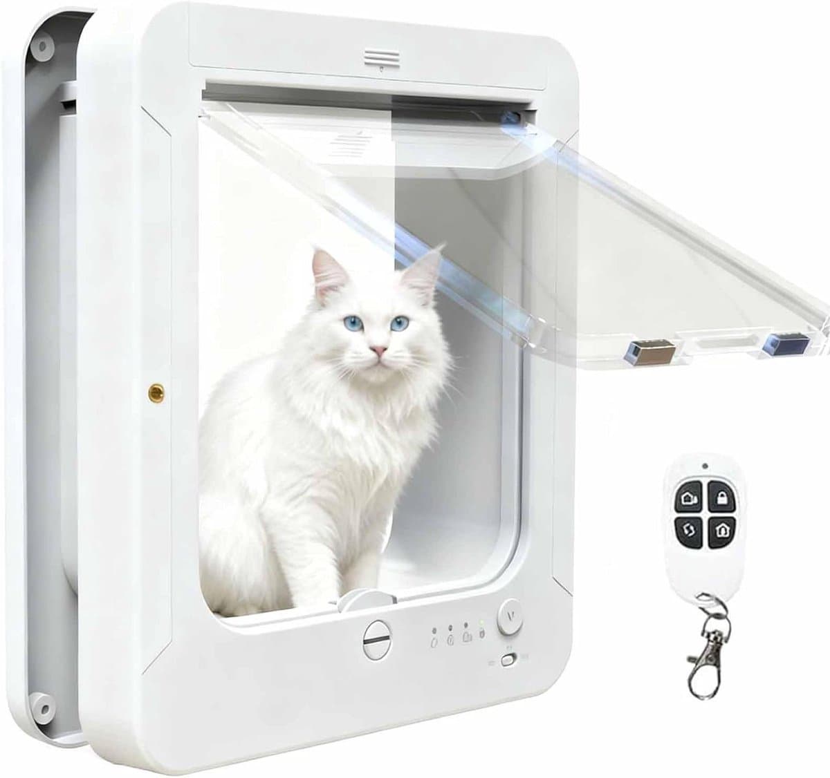 Elektronisch Huisdierluik - Microchip Kattenluik - Automatische Toegang - 4-Way Vergrendeling - 27 cm Breed - Wit