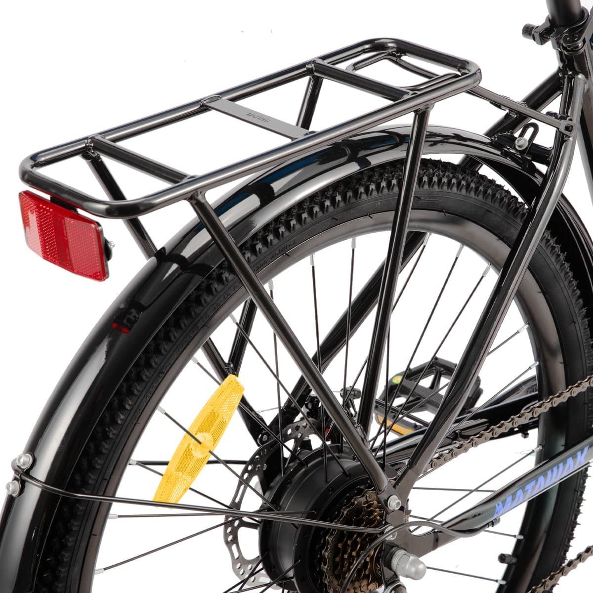 HILAND Matawak elektrische stadsfiets - 26 inch - 250W motor - 60km actieradius - 36V 10.4Ah accu - Shimano 7-versnellingen - Unisex - Zwart thumbnail 8