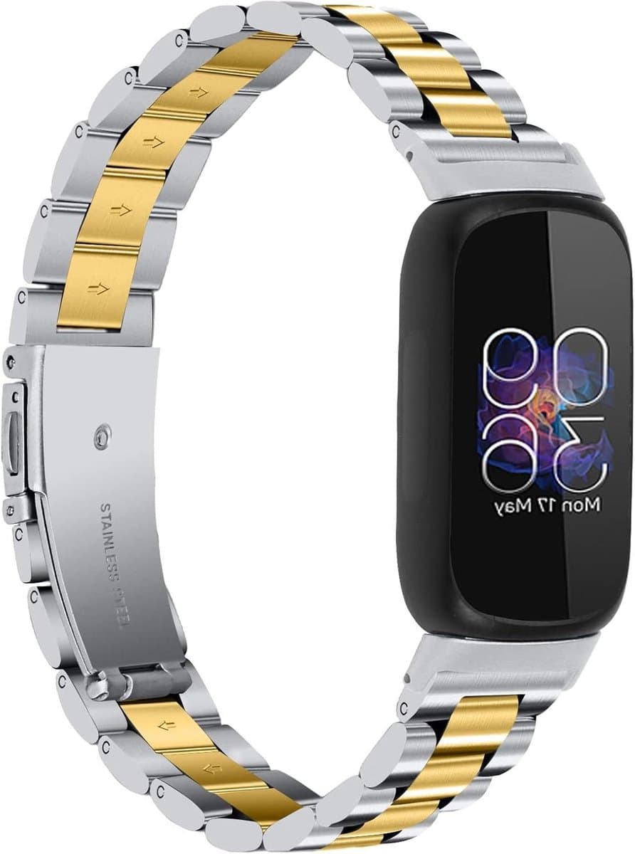 Reservebandje Fitbit Inspire 3 - Horlogebandje Metalen Band - Fitness Tracker - Verstelbaar Gespontwerp - Niet gespecificeerd - Zilver Goud