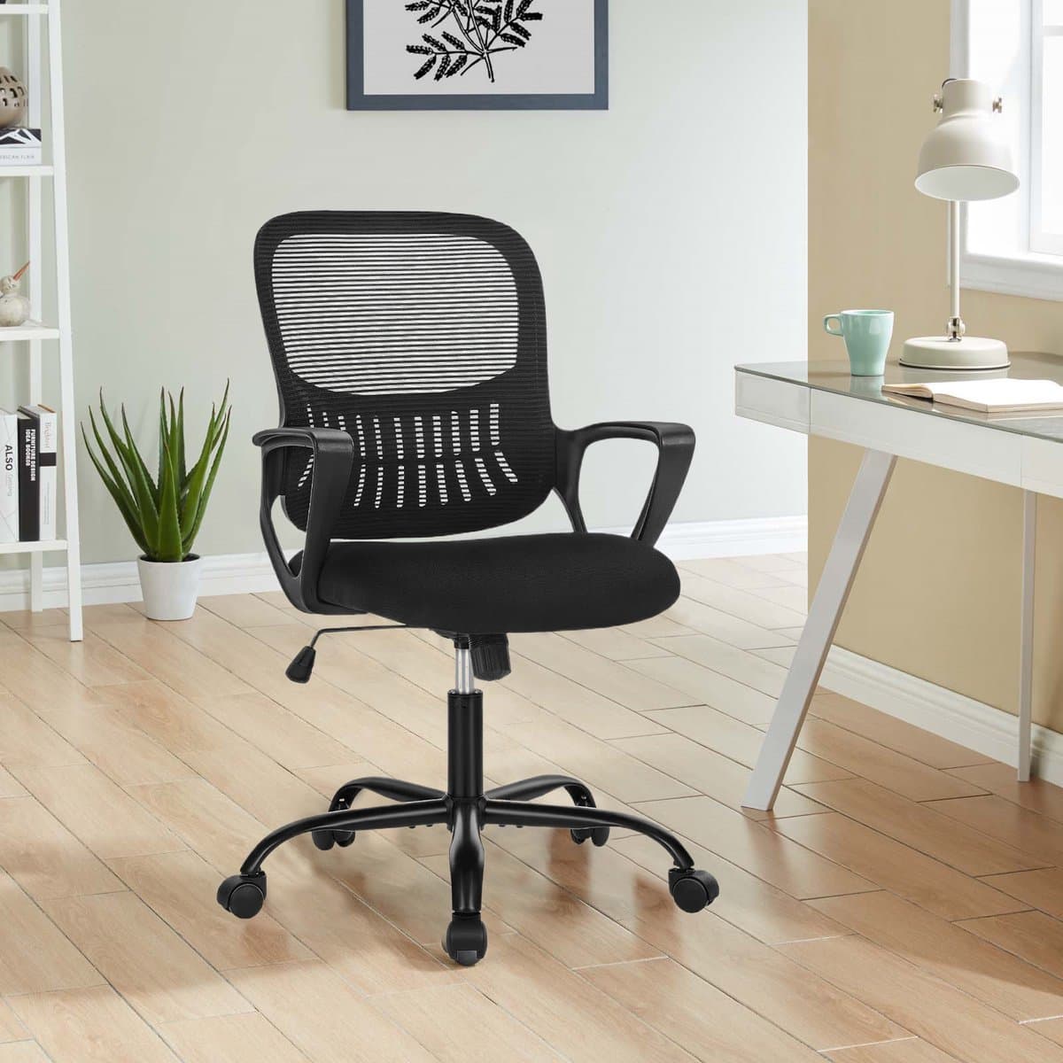 Ergonomische Bureaustoel - Mesh Office Chair - In Hoogte Verstelbaar - Vaste Armleuningen - 113 kg Draagvermogen thumbnail 5