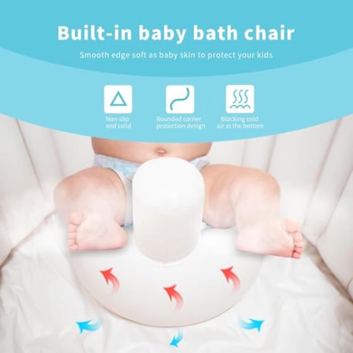 Opblaasbare babybadkuip - PromoHome draagbaar peuterbad antislip dik kussen 6-24 maanden thumbnail 7