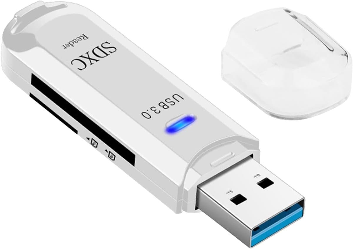 Snelle Kaartlezer - Geheugenkaartlezer USB - Bestanden Overzetten - 5 Gbps Transmissie - 60 x 17 x 10 mm - Wit thumbnail 7