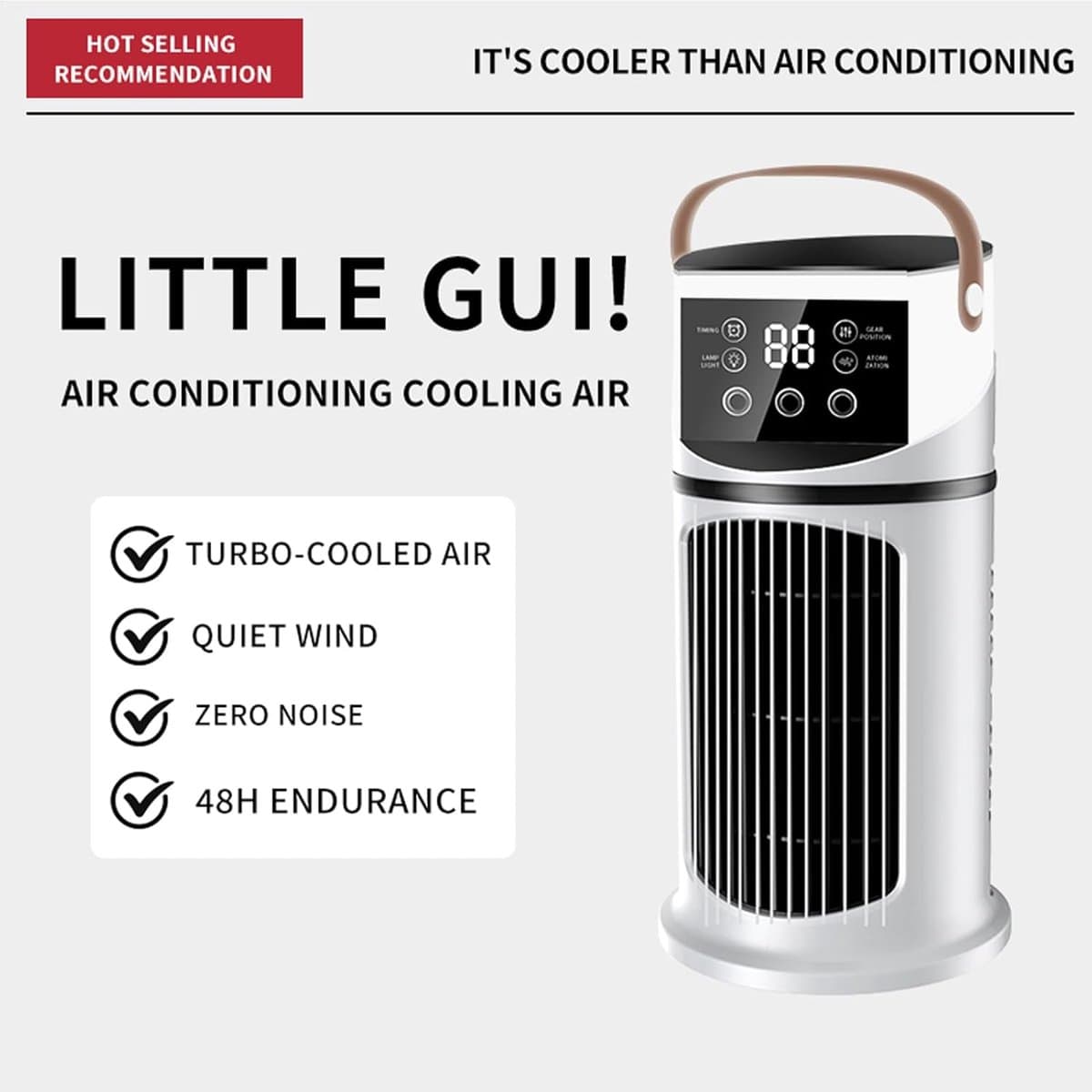 Draagbare Airco Unit - Verkoeler Ventilator - Persoonlijke Koeling - Stille Verdampingskoeling - 27 cm Hoog - Wit thumbnail 2