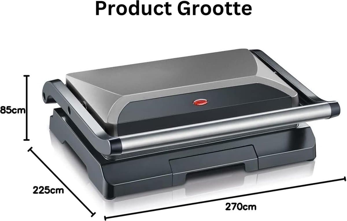 DailySupplies® Contactgrill - Tosti Apparaat - Tosti-ijzers - Panini Grill - Zwart met Zilver thumbnail 2