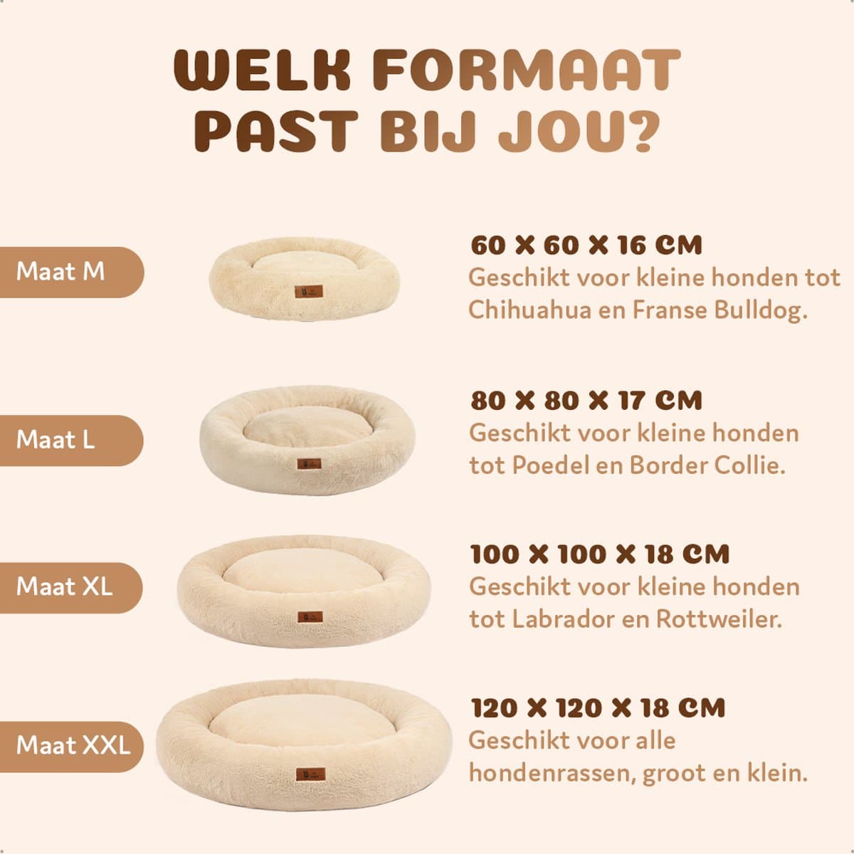 Pet Perfect Orthopedische Hondenmand – Donut Hondenmand – Hondenkussen – Hondenbed – Wasbaar - 80 cm - Beige thumbnail 5