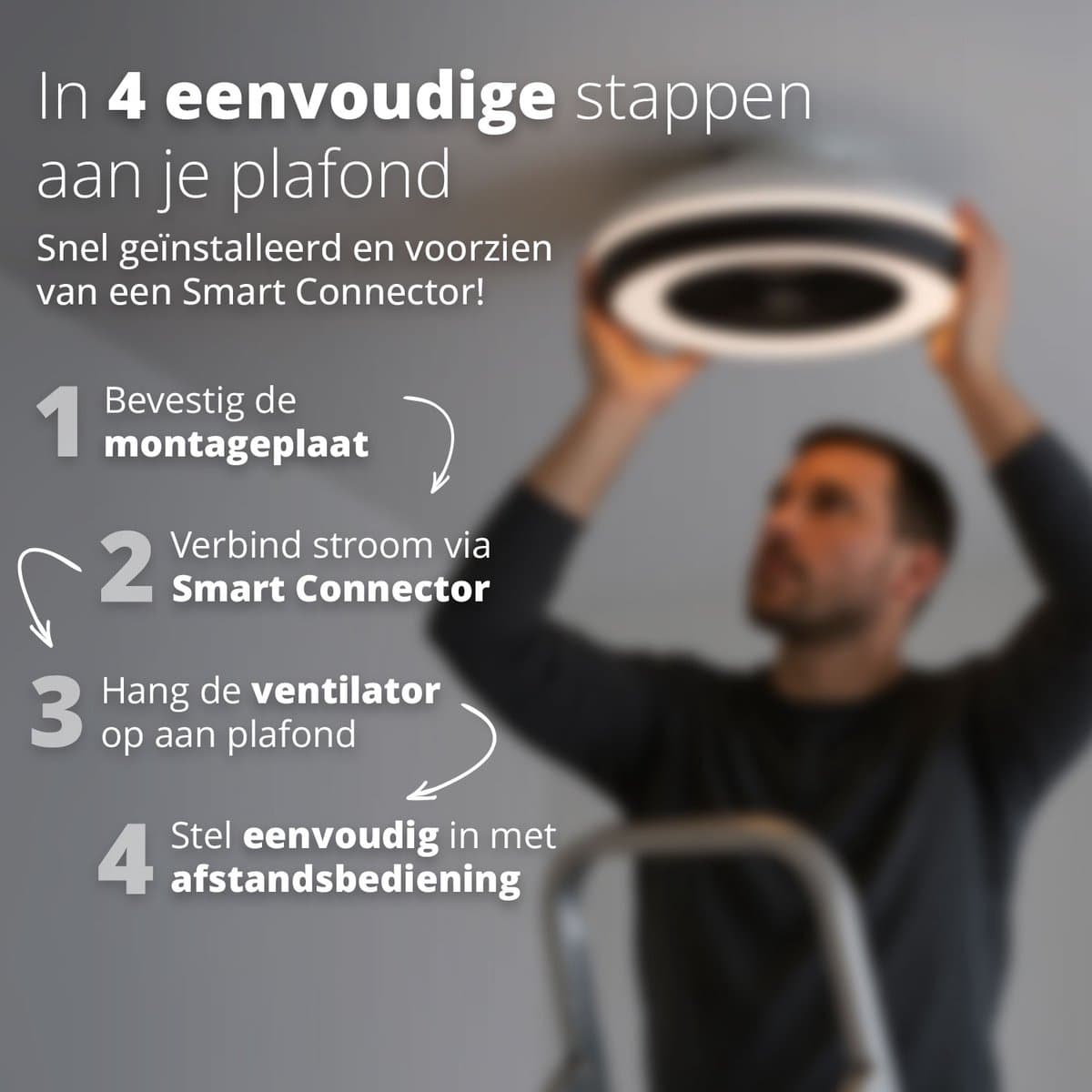 FlinQ LumiFan XL Ø60 cm Plafondventilator met Verlichting - Ventilator voor aan het Plafond - Ideaal voor op de Slaapkamer - Bestuurbaar met Afstandsbediening thumbnail 5