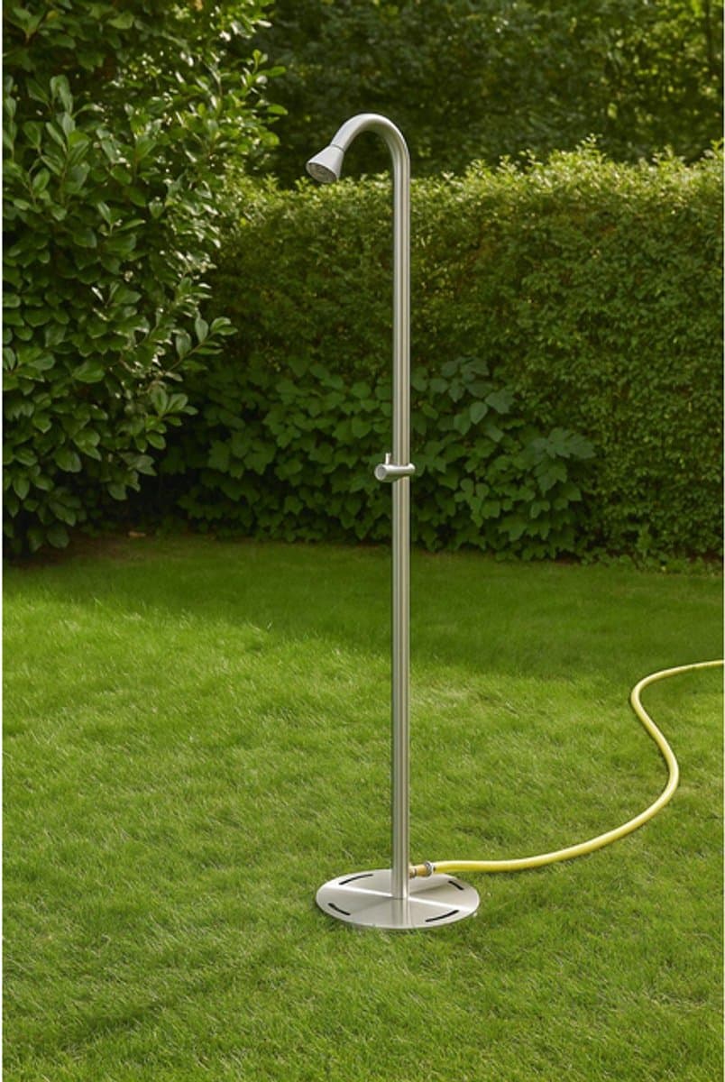 Fortifura Outdoor Verplaatsbare Buitendouche - RVS 316 - tuinslang aansluiting - PVD - Geborsteld RVS thumbnail 2