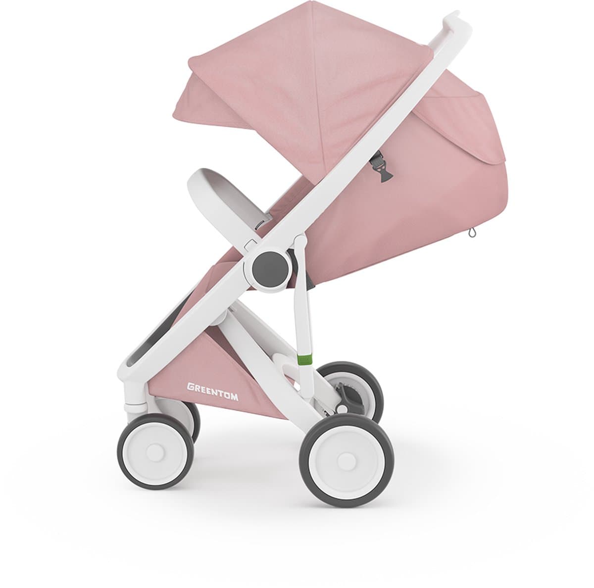 Greentom Classic Buggy Kinderwagen - Lichtgewicht Reisbuggy, Inklapbaar, Duurzaam (Gerecycled) - Wit Licht Roze thumbnail 2