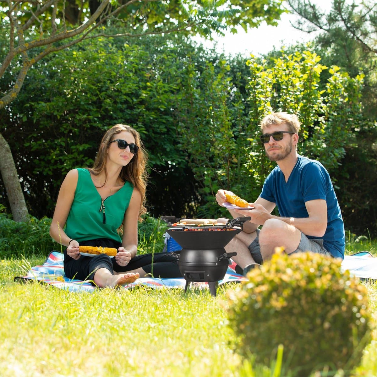 houtskool barbecue - gietijzer en staal - hoogte verstelbaar - draagbaar - rooster Ø 35 cm - zwart thumbnail 6
