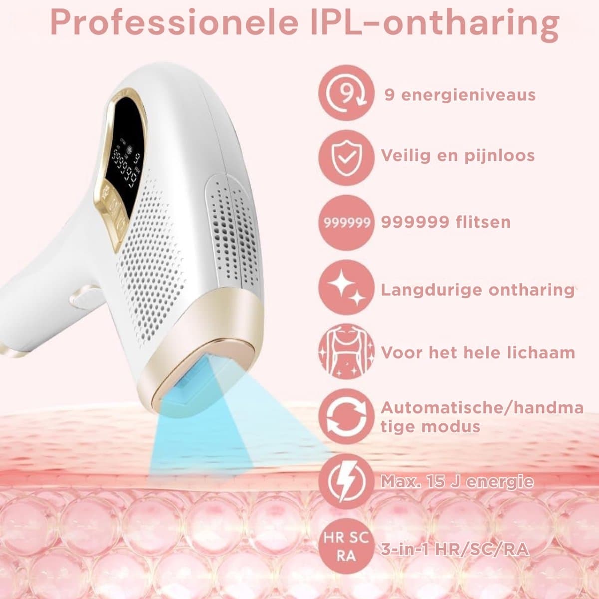 IPL Ontharingsapparaat - IPL Haarverwijderaar - Beste Ontharingsapparaat voor Thuis – Pijnloos & Draadloos Laser Ontharen – Gezicht & Lichaam thumbnail 6