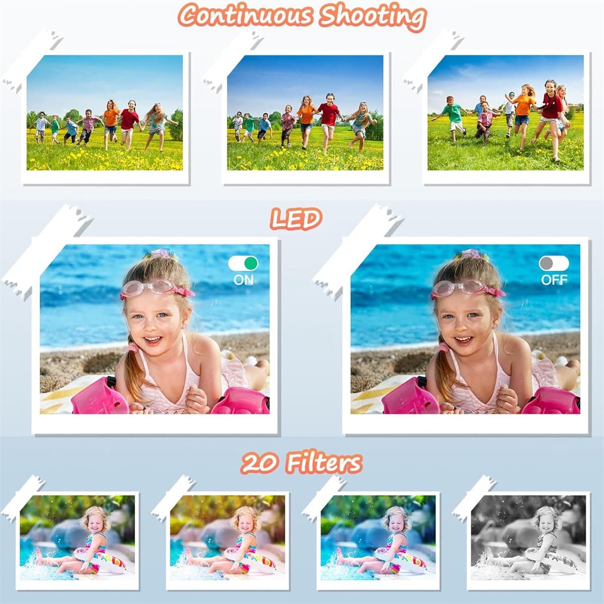 carmdering - Digitale Camera- 2,4 inch LCD-scherm - 4K Ultra HD CCD digitale camera - mini compacte point-and-shoot camera voor beginners, studenten, thuisfotografie en reizen (roze) thumbnail 3