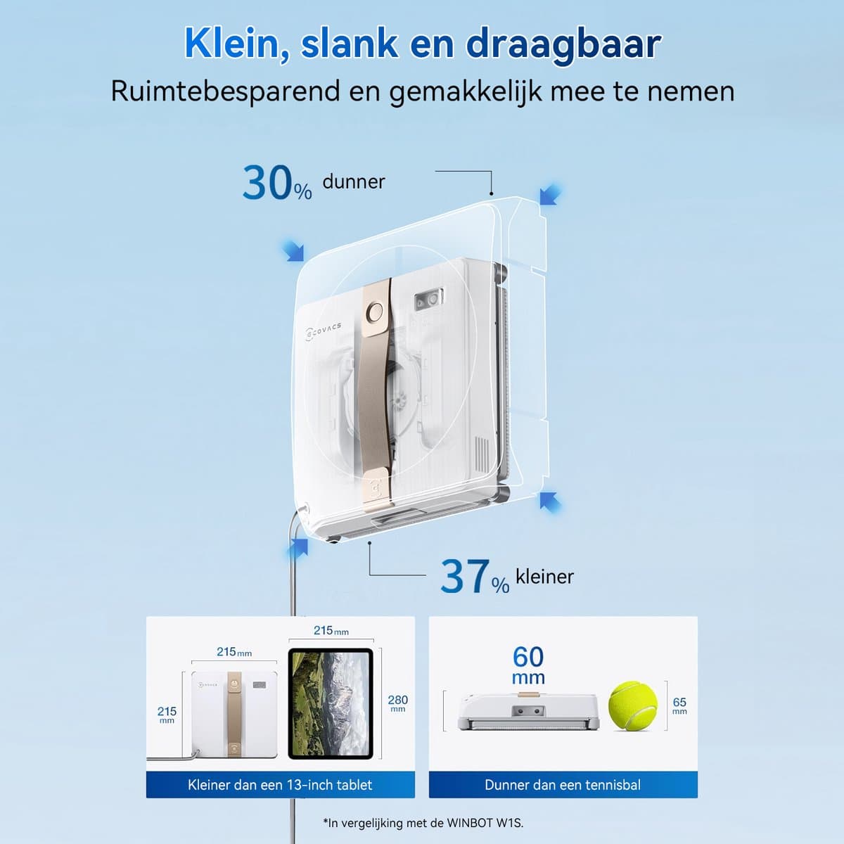 ECOVACS WINBOT MINI Robot Ramenwasser– Robot ramenreiniger-Ruitenreiniger-9 Traps veiligheidssysteem – Dubbele sproeiers met ultrasone verneveling – Intelligente routeplanning – 3 reinigingsmodi – Beige – Voor ramen – Spiegels – Glazen deuren thumbnail 5