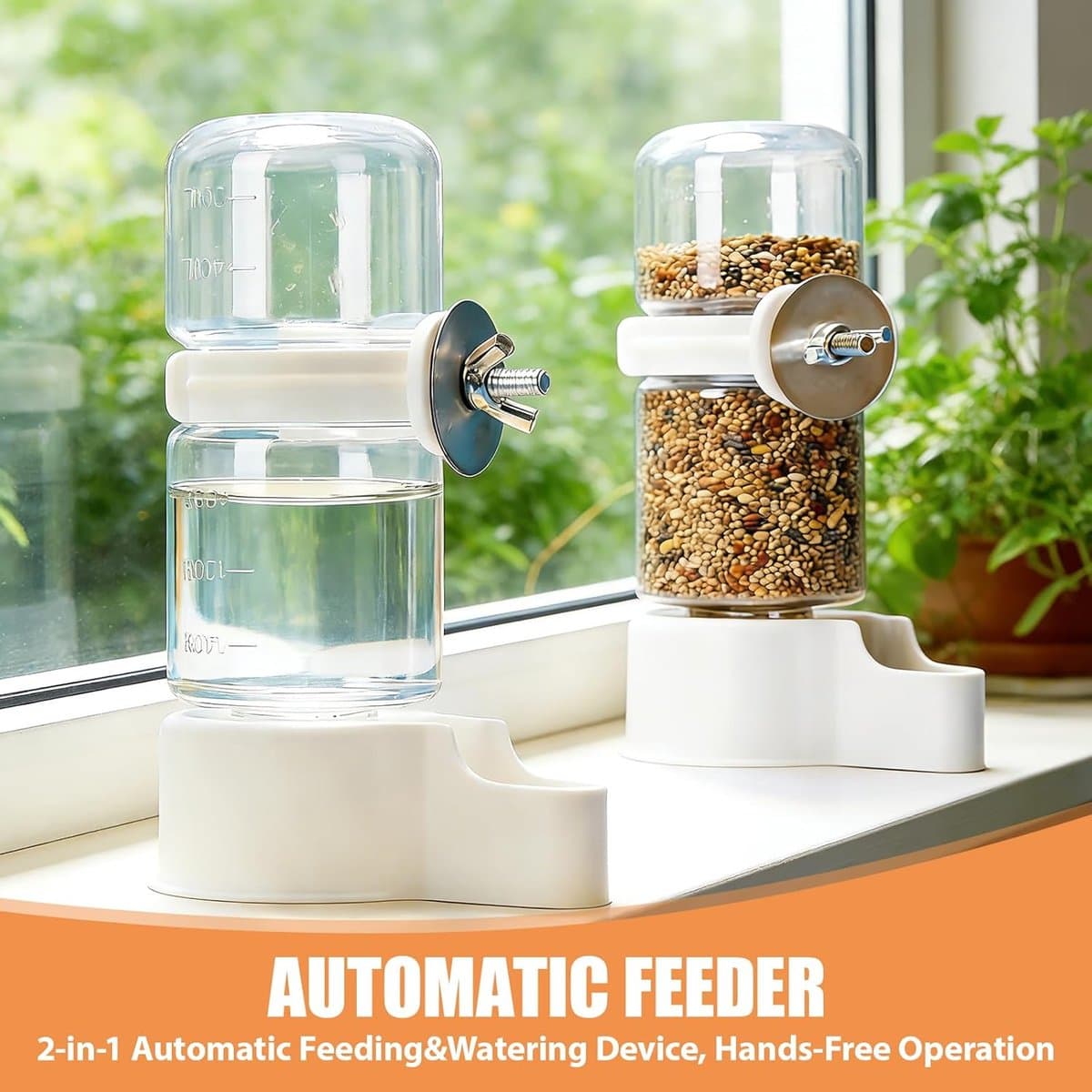 Dailygoods- Vogelwaterdispenser Set van 2 - Automatische Vogeldrinkkooi - 140 ml Inhoud - Hygiënisch en Lekvrij - Eenvoudige Montage - Betrouwbare Watervoorziening - Vogeldrinkbak thumbnail 2