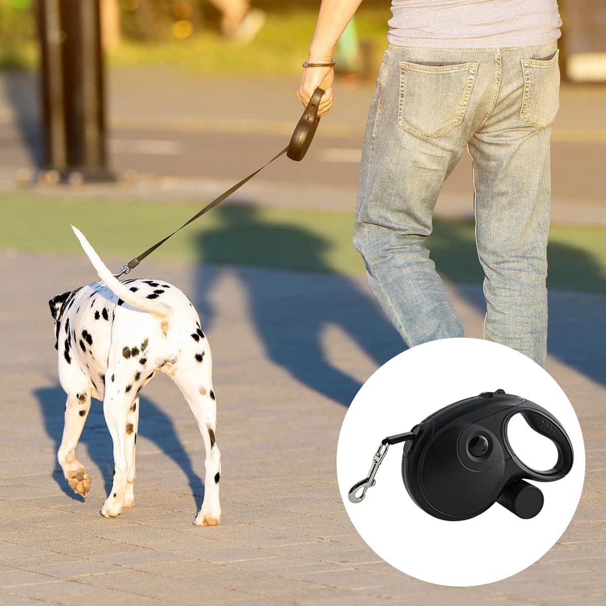 Intrekbare Hondentuig - Rollijn Uitschuifbaar - Honden Uitlaten - 8 Meter Lengte Anti-knoop - Incl. Poepzakjes - Zwart thumbnail 7