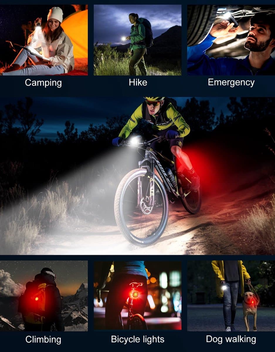 Fietsverlichting Set LED - Fietsverlichting - Fietslampjes Voorlicht & Achterlicht - Fietslamp USB Oplaadbaar - MTB & Racefiets Verlichting - Waterdicht Fietslicht thumbnail 4