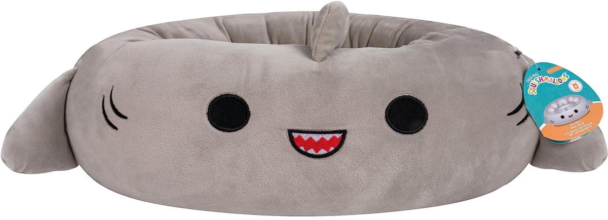 Squishmallows Gordon Shark Huisdierbed, 30 inch groot, ultrazacht, officieel pluchen huisdierbed, grijs thumbnail 2